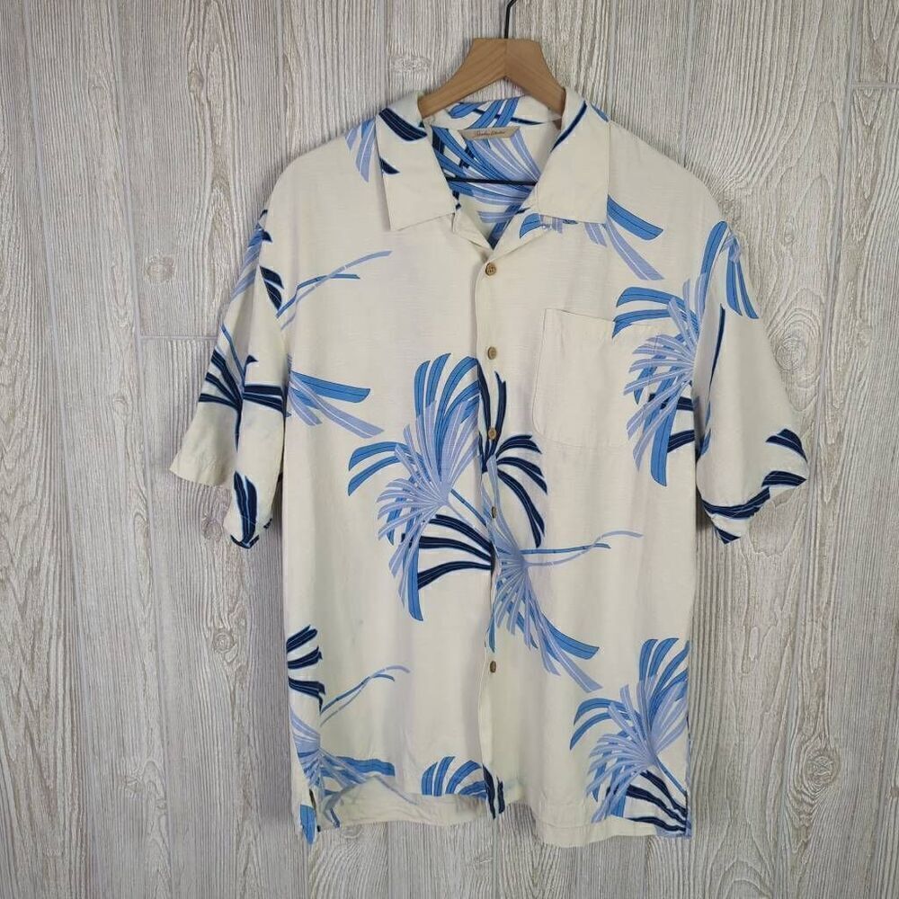 Tommy Bahama Men’s L Paradise Collection 100% Silk Camp Burton Down Shirt